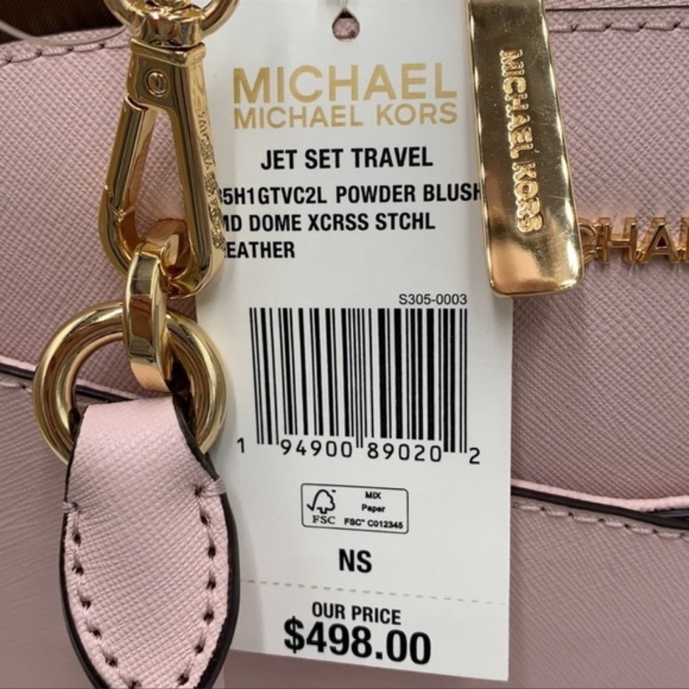 Michael Kors Jet Set Travel Medium Leather Dome Satchel Powder Blush Multi - Picture 11 of 16